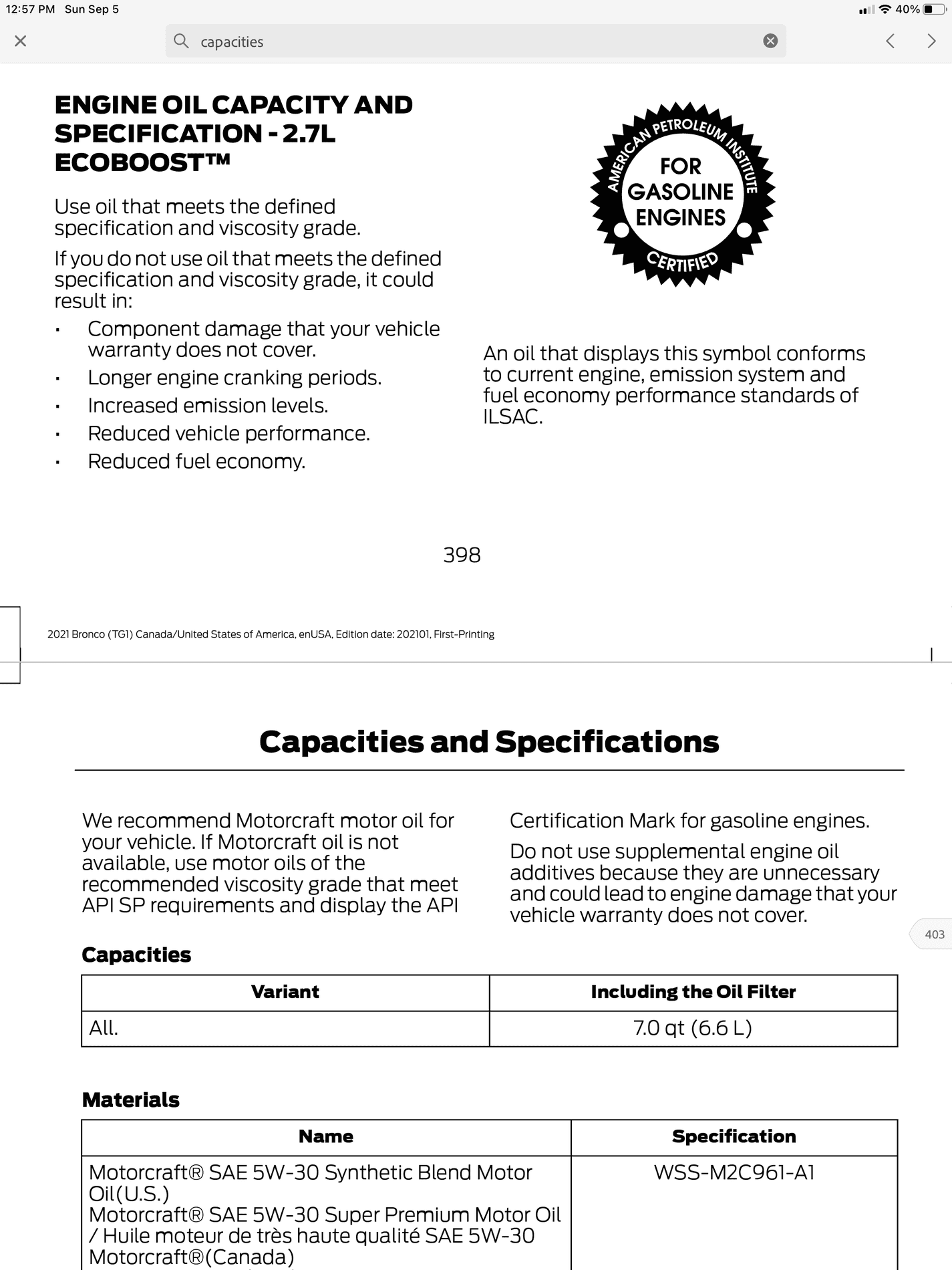 Ford Bronco Oil Change 2.3L lessons learned 2795623F-492D-4011-8C81-53704A96AB54