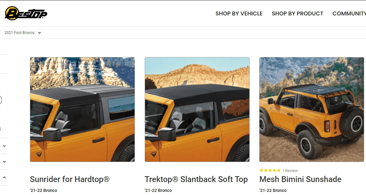 Ford Bronco Bestop site now showing 2021 Bronco Top Options 1631211767750