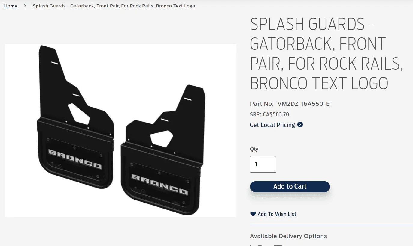 Ford Bronco Front Splash Guards/Mud Flap will NOT fit with Running Board 1631229903769