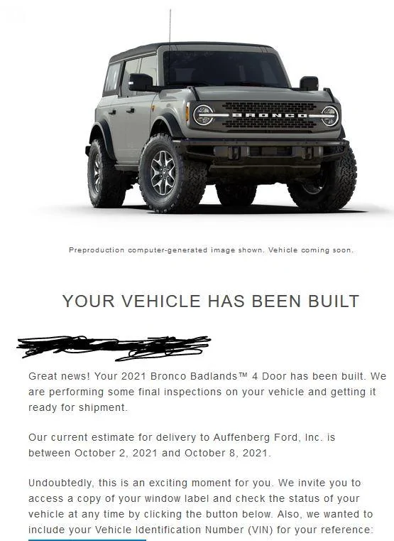 Ford Bronco 🛠 9/6/21 Build Week Group YES