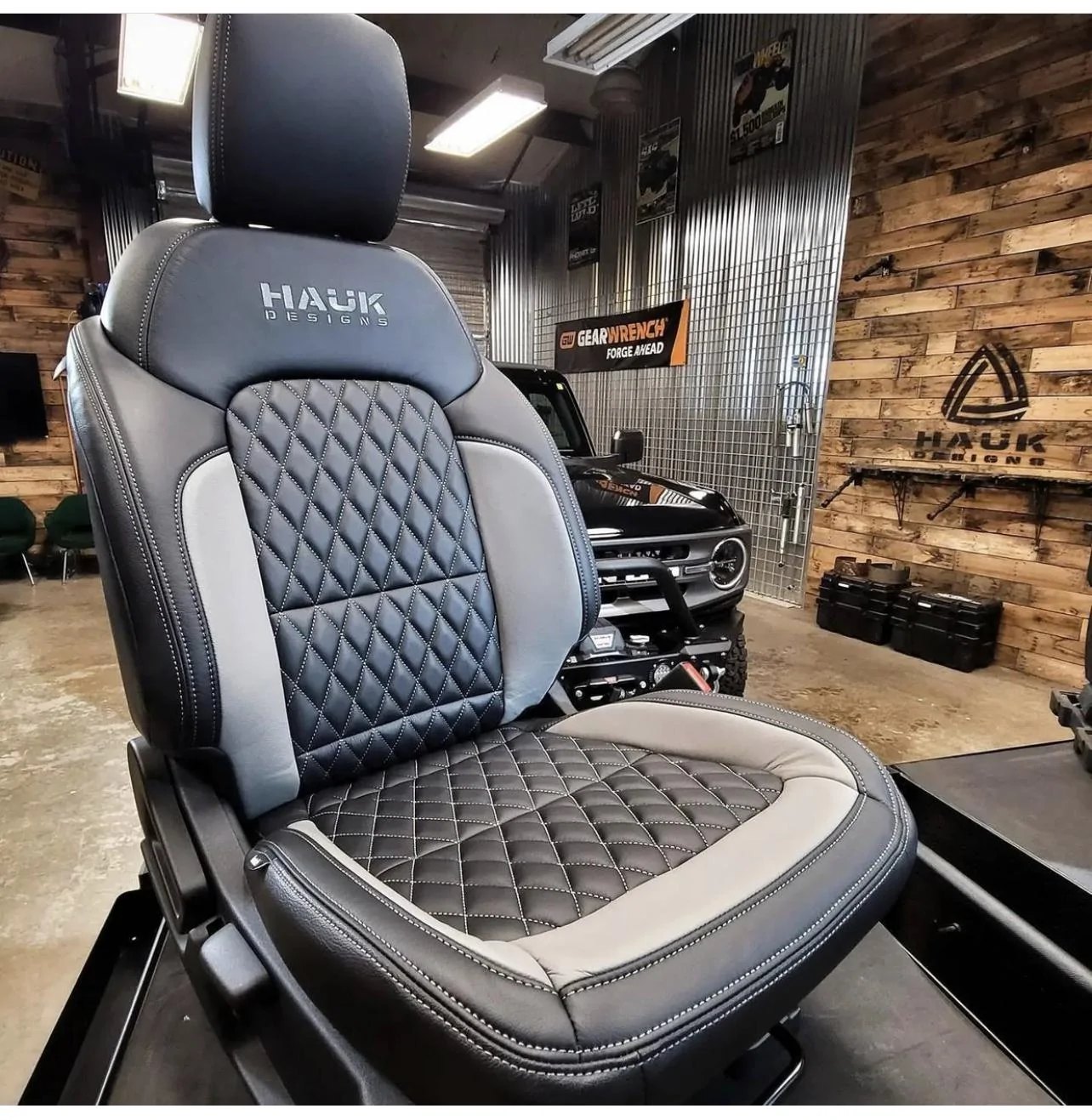 Ford Bronco Katzkin diamond stitch leather seats in Hauk Designs Bronco 0FBA3EA0-92D9-4BF0-A059-8C2E97A5A009