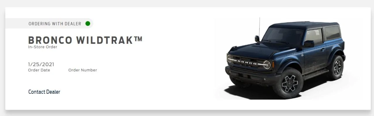 Ford Bronco 2022 Model Year Bronco Order Primer Order