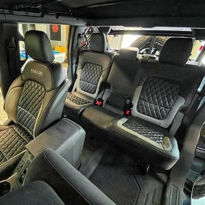 Ford Bronco Katzkin diamond stitch leather seats in Hauk Designs Bronco 2021 Ford Bronco Katzkin diamond stitch leather seats 4