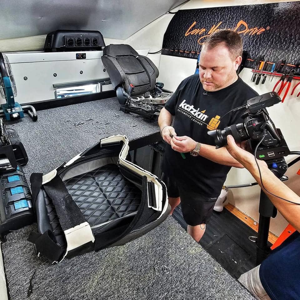 Ford Bronco Katzkin diamond stitch leather seats in Hauk Designs Bronco 2021 Ford Bronco Katzkin diamond stitch leather seats 7