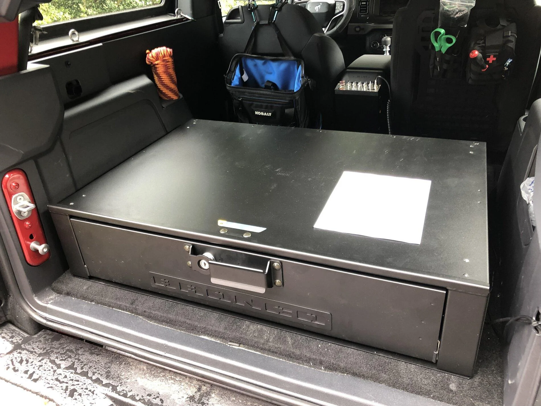 Ford Bronco Ford cargo security drawer installed in a 2-door Bronco with rear seat delete 8B878B68-8508-4D83-B4B4-2A20B5CD0DFA