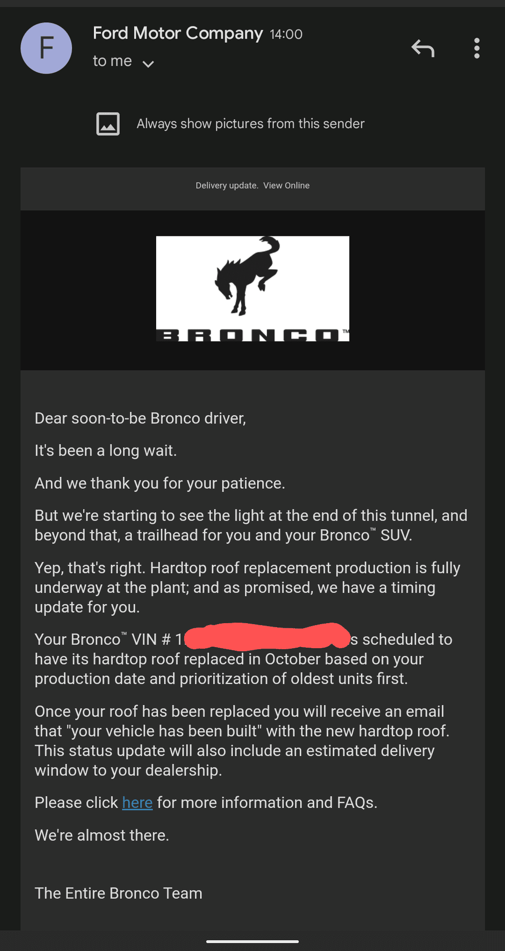 Ford Bronco *** DIRT MOUNTAIN Broncos - Built, Shipped, Delivered Tracker*** Screenshot_20210923-140547~3