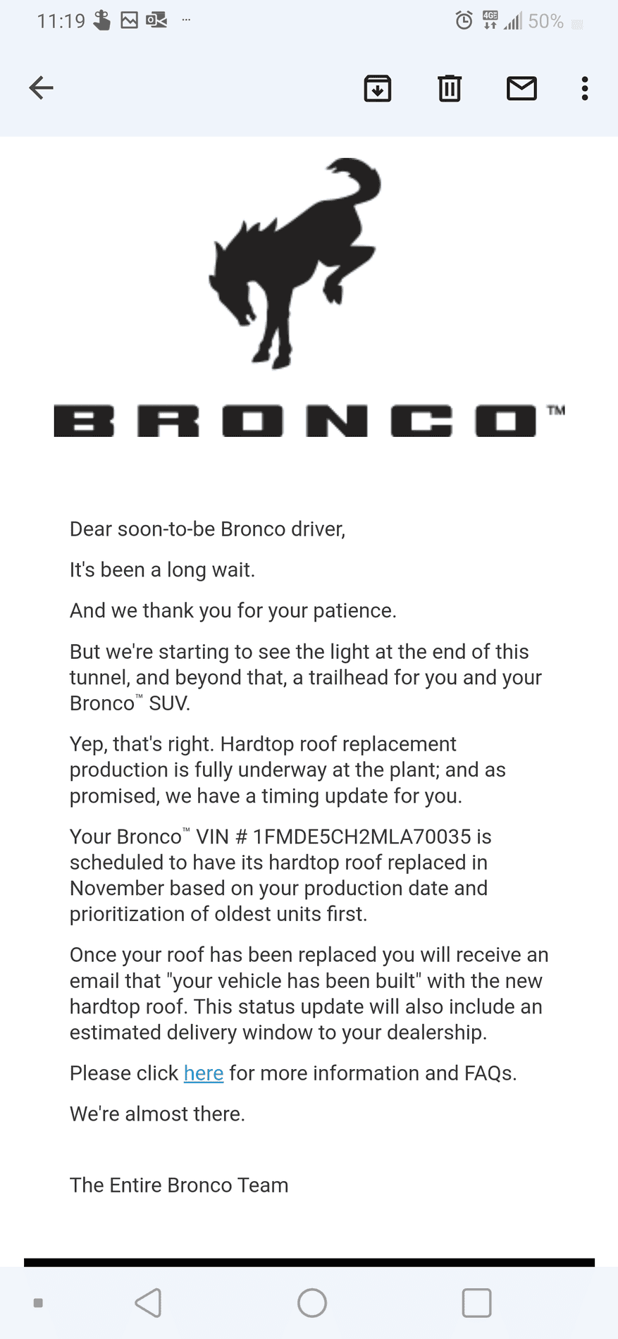 Ford Bronco Ford begins sending Hardtop Replacement emails to Bronco customers today Screenshot_20210923-111942