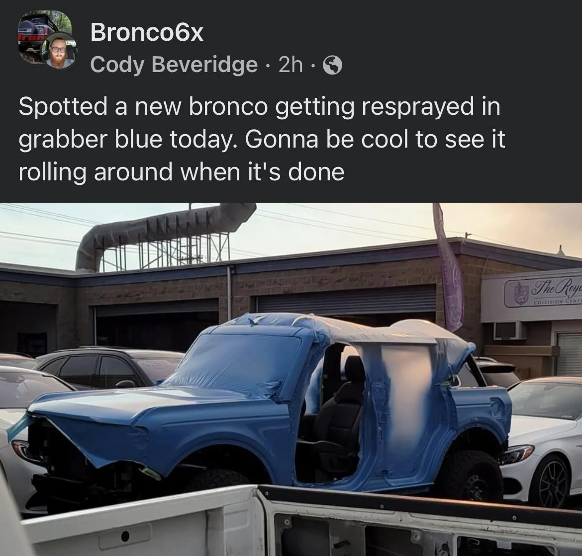 Ford Bronco Bronco spotted being painted grabber blue!!! 0FEBD37A-6EFF-4B72-B25E-05C6E05A5AEB