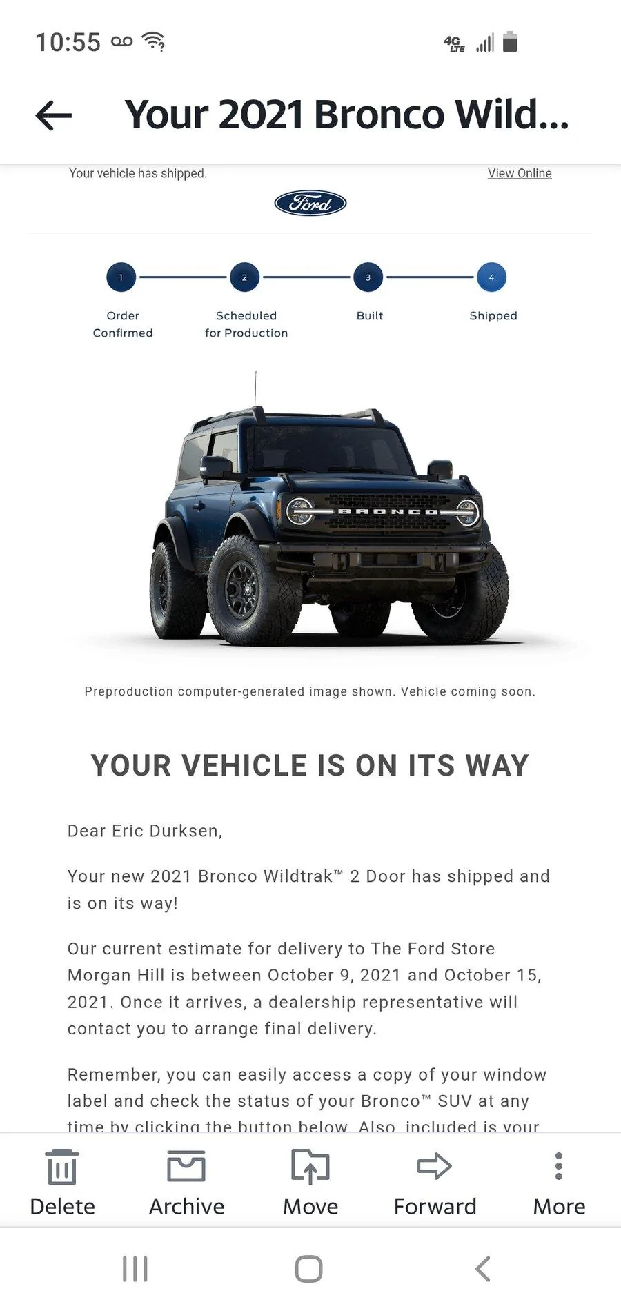 Ford Bronco Bronco Team 2 door. Screenshot_20210925-105549_Yahoo Mail