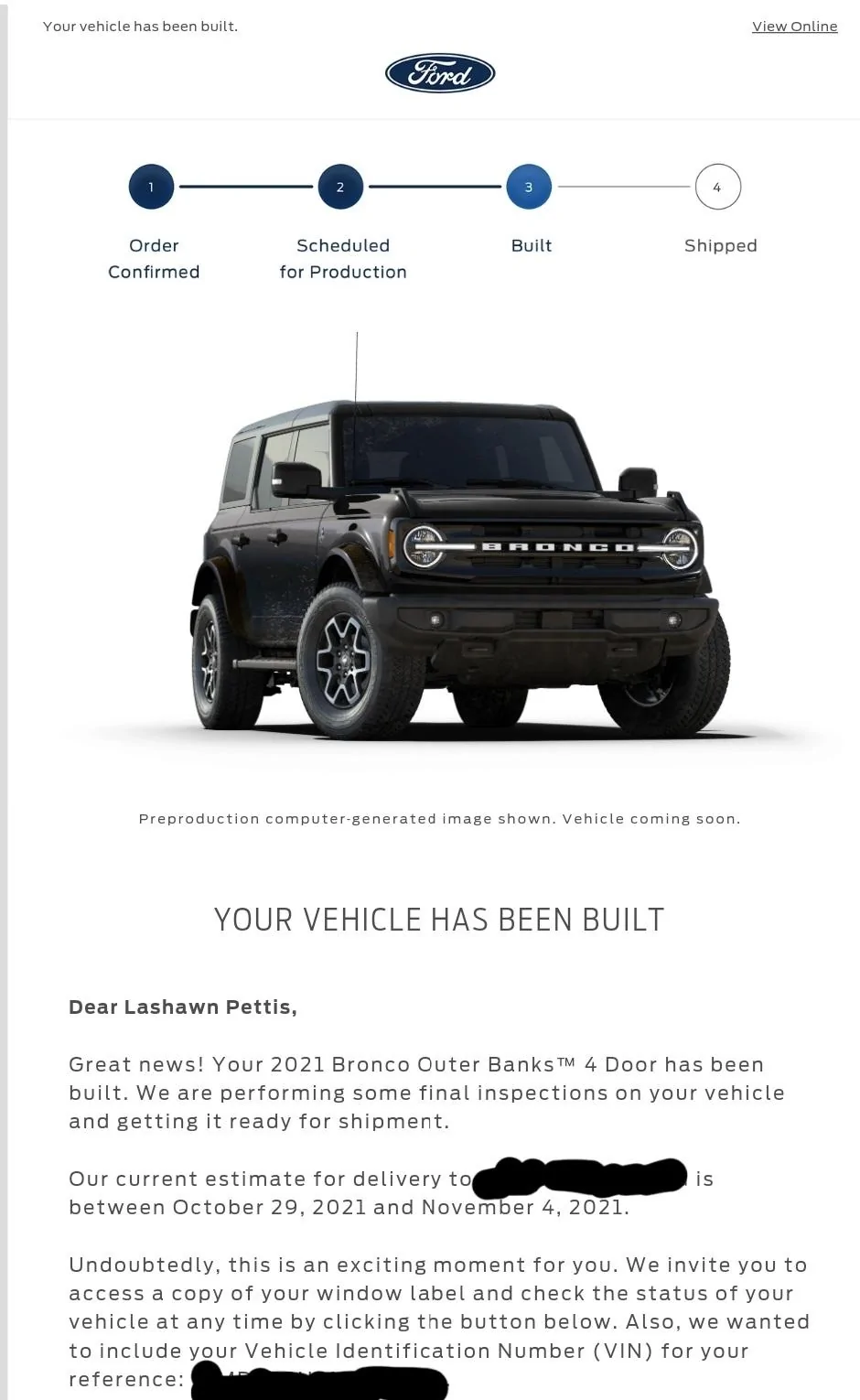 Ford Bronco *** DIRT MOUNTAIN Broncos - Built, Shipped, Delivered Tracker*** Screenshot_20210927-074840_Email