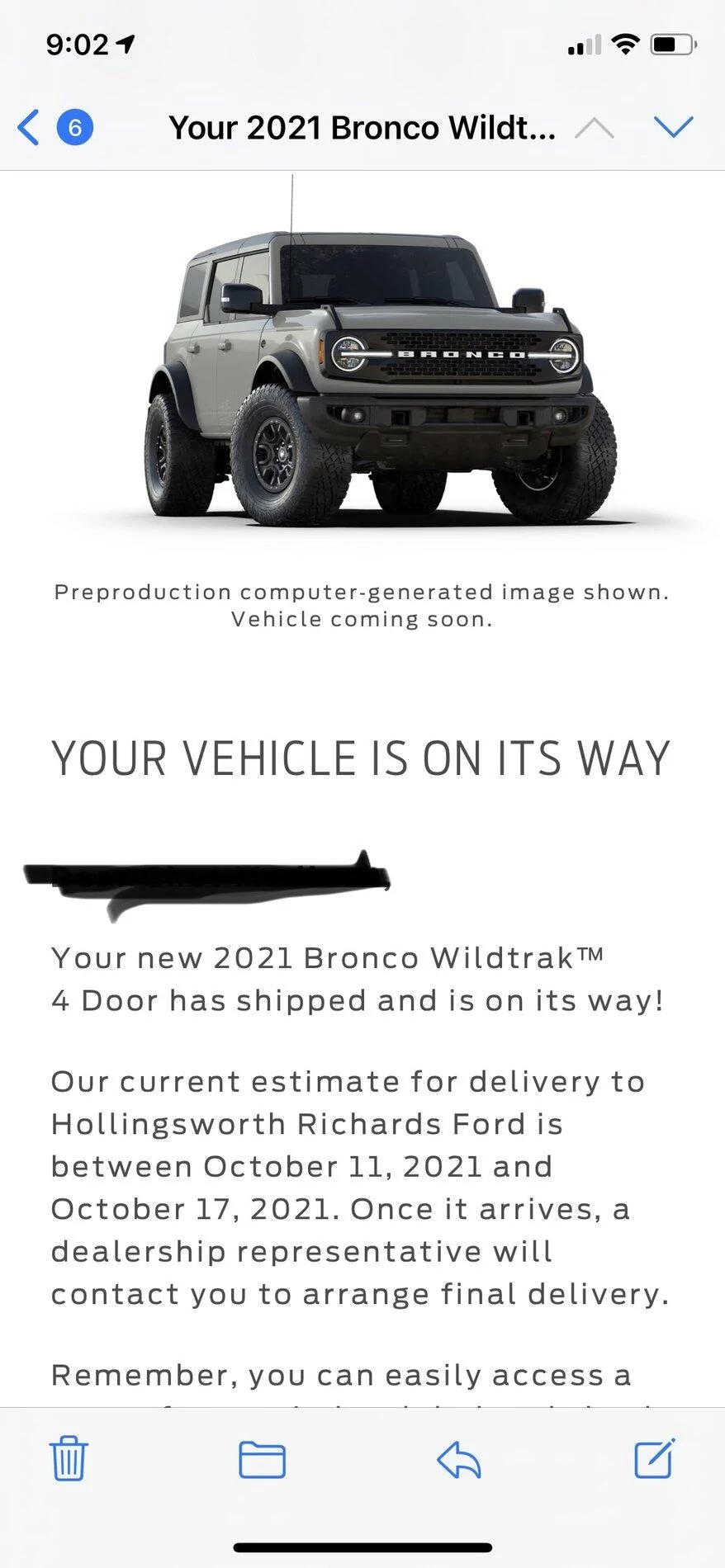 Ford Bronco Dirt Mountain Shipping Tracker 19417E40-9971-4CCA-9D1A-045D3E767E3F