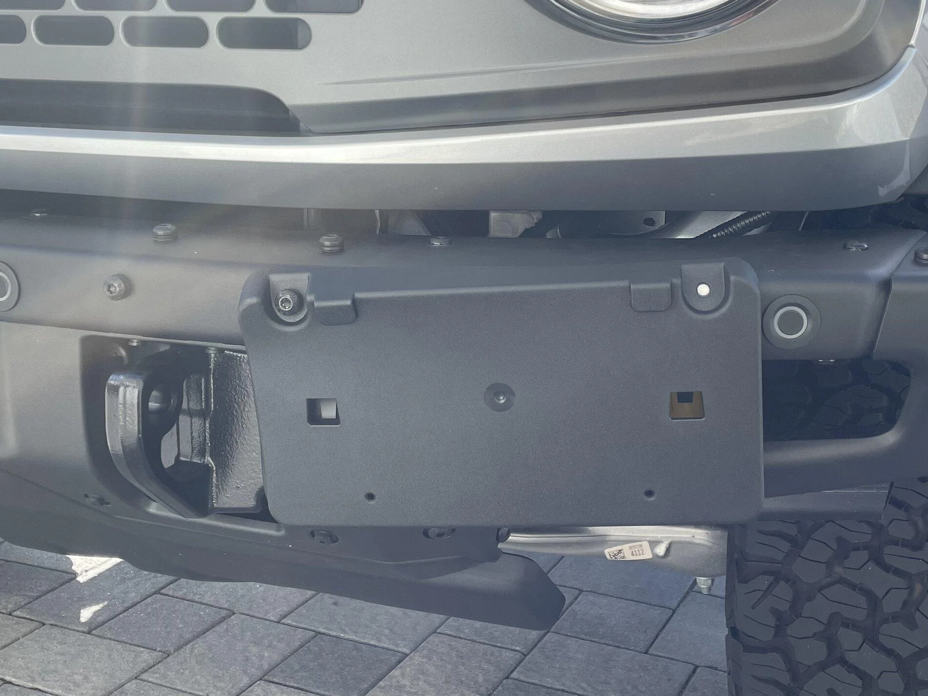 Ford Bronco License plate relocation: No cost simple solution. 389B7E2E-1854-4E18-AC21-B1624EA6B5D0