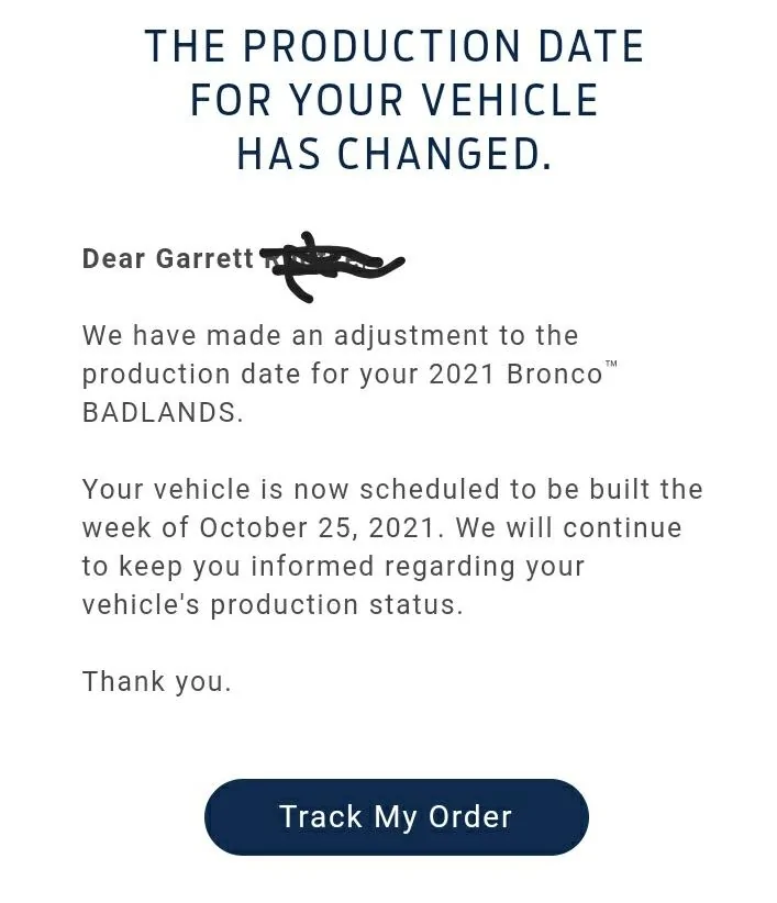 Ford Bronco Update email on production. Screenshot_20211001-173014_Chrom