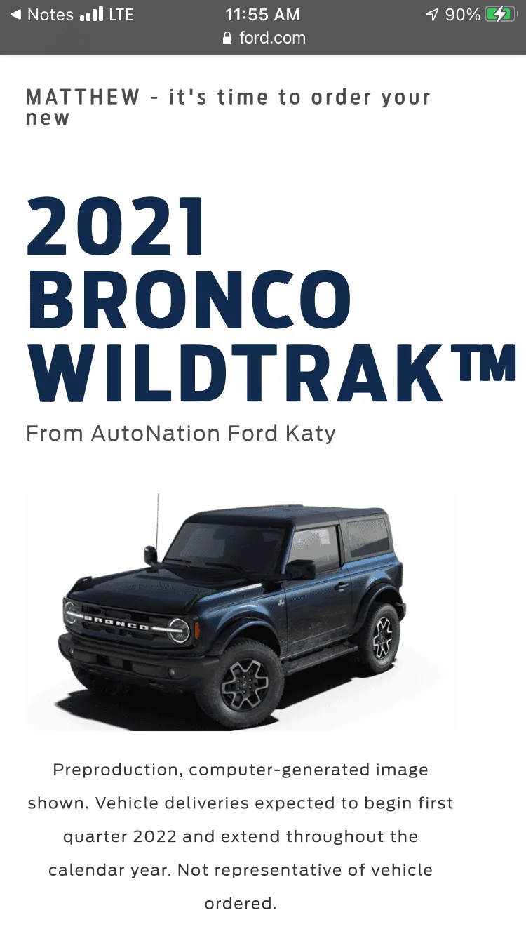 Ford Bronco Time to reorder 2021 Bronco 1819F089-530A-43F7-A339-6C1E12C82BB6