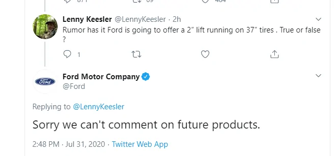 Ford Bronco Ford's Answers to Bronco Questions Submissions (Q&A) 1596225073855
