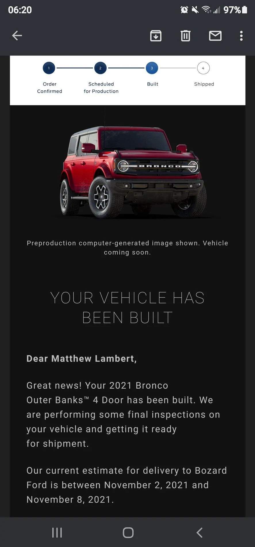Ford Bronco Who's a 7/19 build? Screenshot_20211012-062028_Gmail