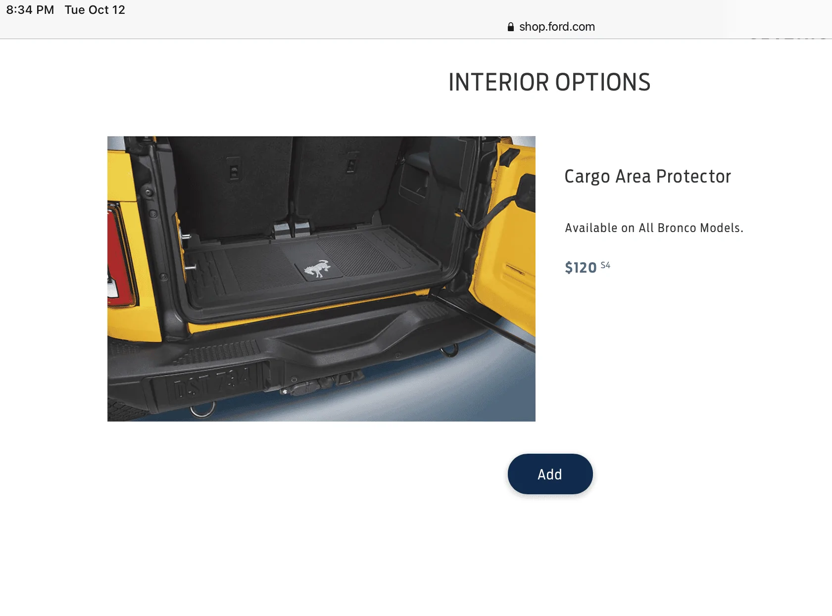 Ford Bronco Cargo liner missing from website? 1634085275464