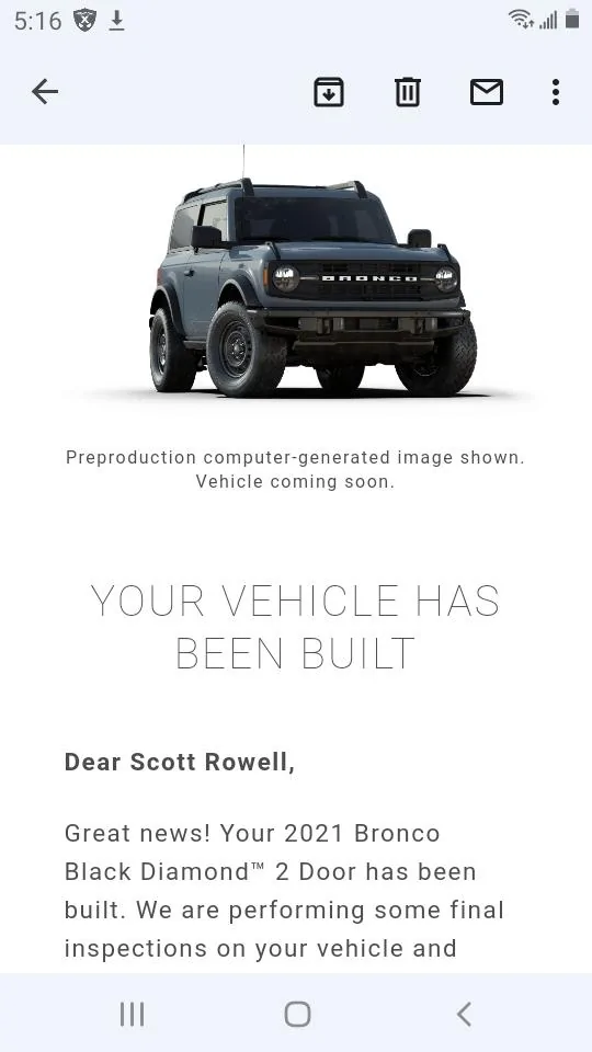Ford Bronco Article: Bronco reservations could be delayed for years. Screenshot_20211013-051650_Gmail