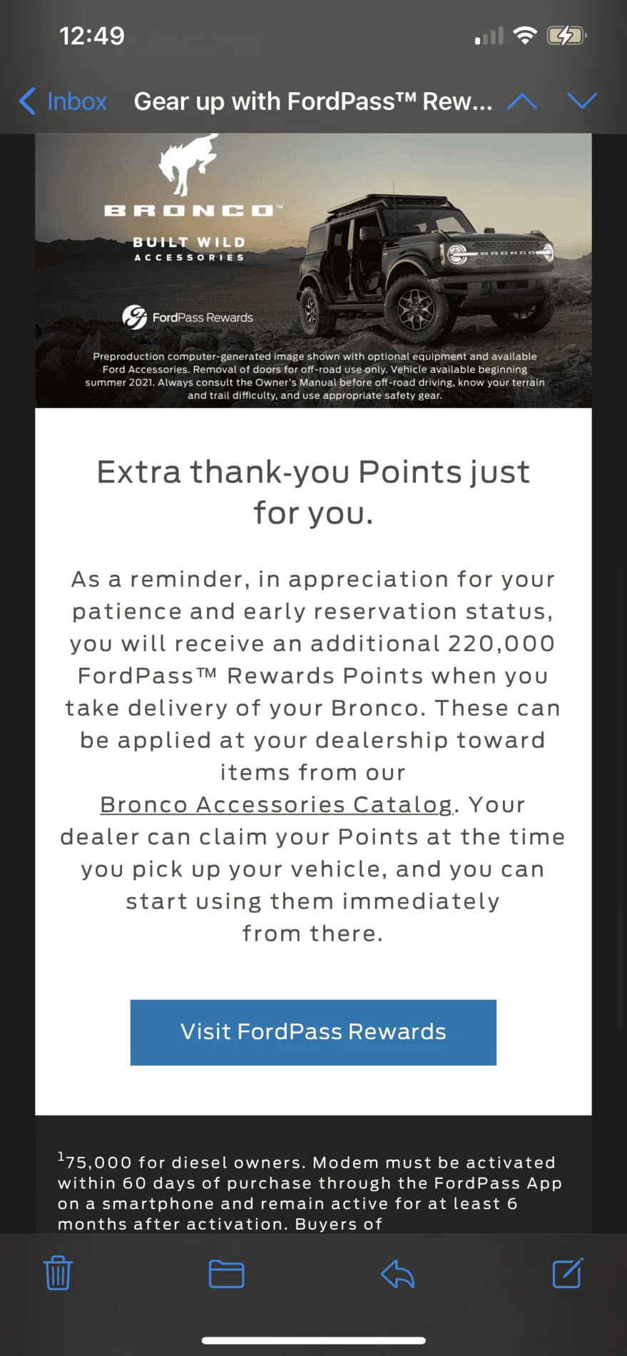 Ford Bronco entering the 200k points in system instructions. D84BEFD1-5338-438C-AB90-DCDFA7A23E76