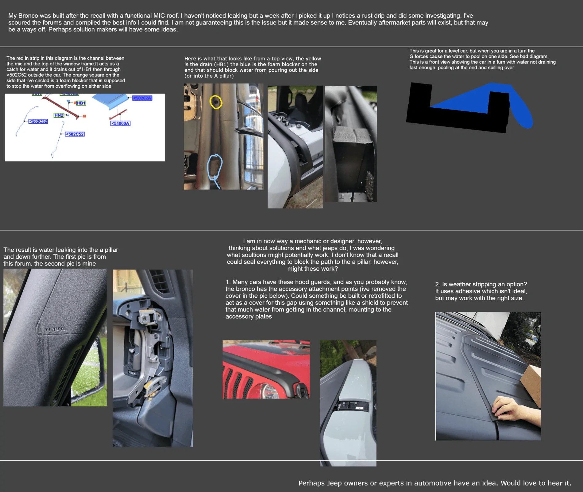 Ford Bronco A Pillar Leak Summary (Solutions?) Leak