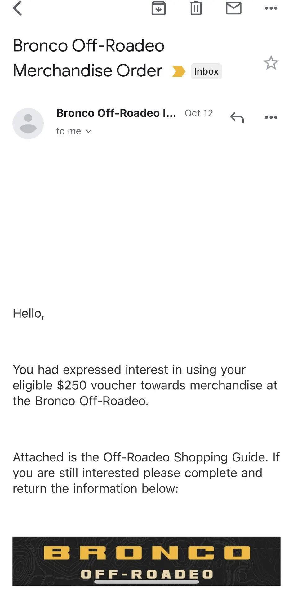 Ford Bronco $250 Voucher for Bronco Off-Rodeo 6BC0913F-C720-42D2-8A21-BC18C8EE8672