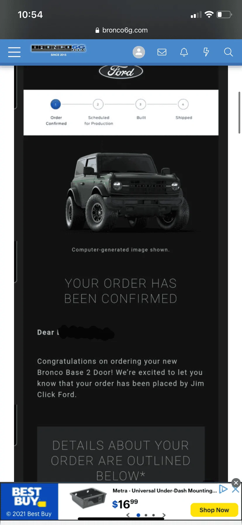 Ford Bronco Never received an Order Confirmed email 54E1D3B7-746A-4AFA-BAD4-7B6BD214FE1E