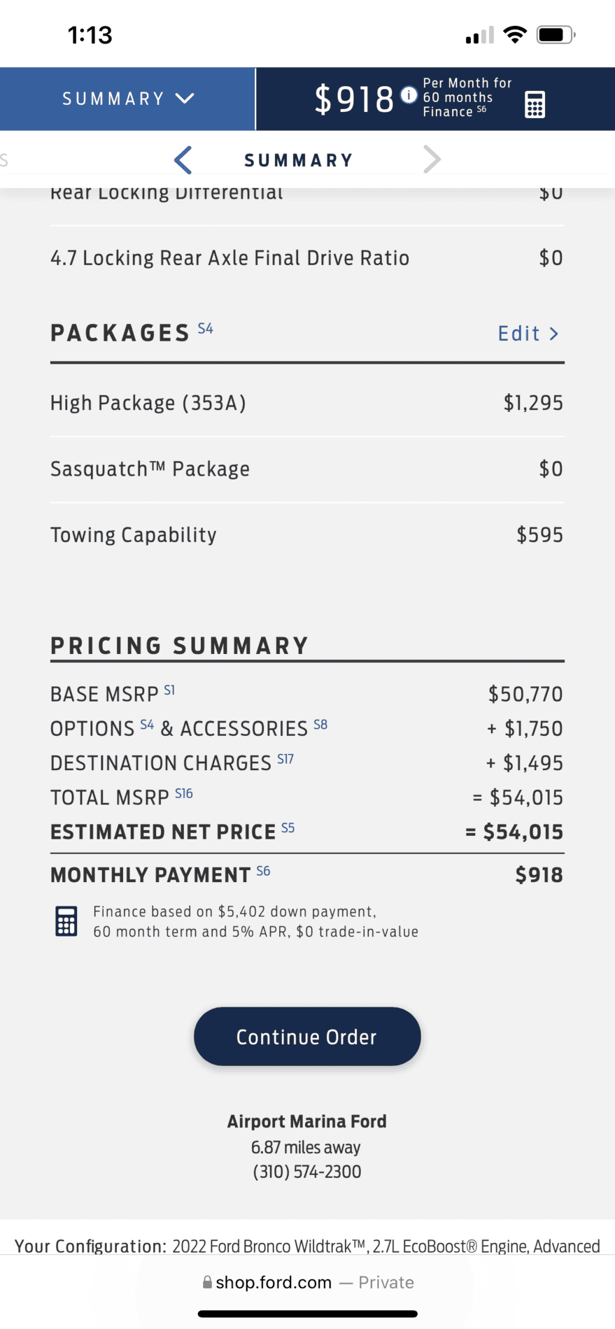Ford Bronco 2022 Wildtrack Added Options Pricing When Ordering 496BC2DC-A2D2-4FBC-B4D9-49F496C736E2