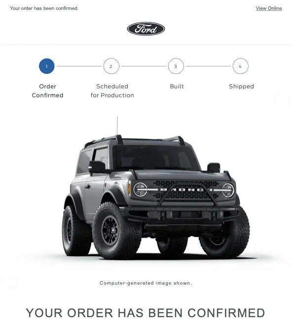 Ford Bronco MY22 Ford confirmation email Screen Shot 2021-10-18 at 11.16.11 AM