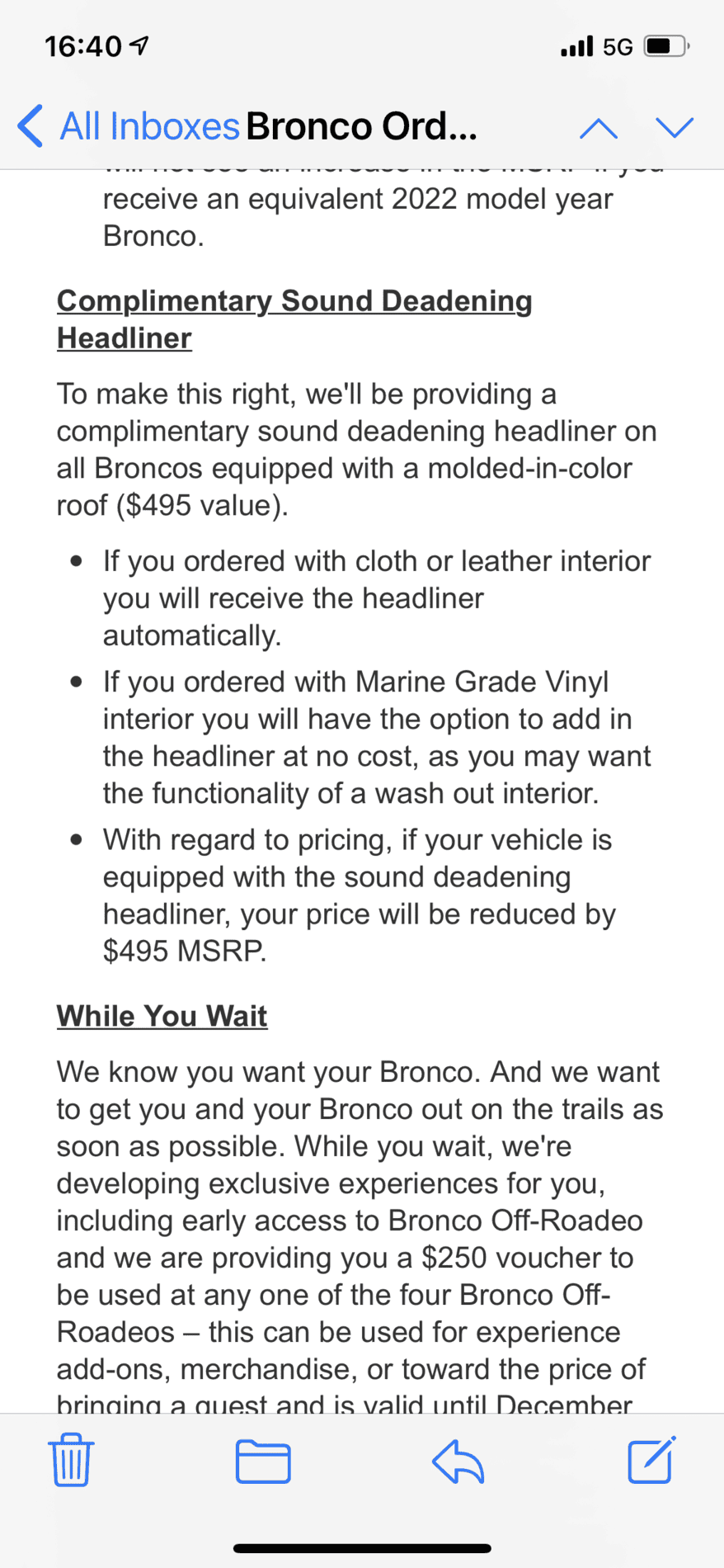 Ford Bronco Roof Insulation : pay for or comped? CC53C93F-23BF-468D-9C69-0F27BF3B2DD1