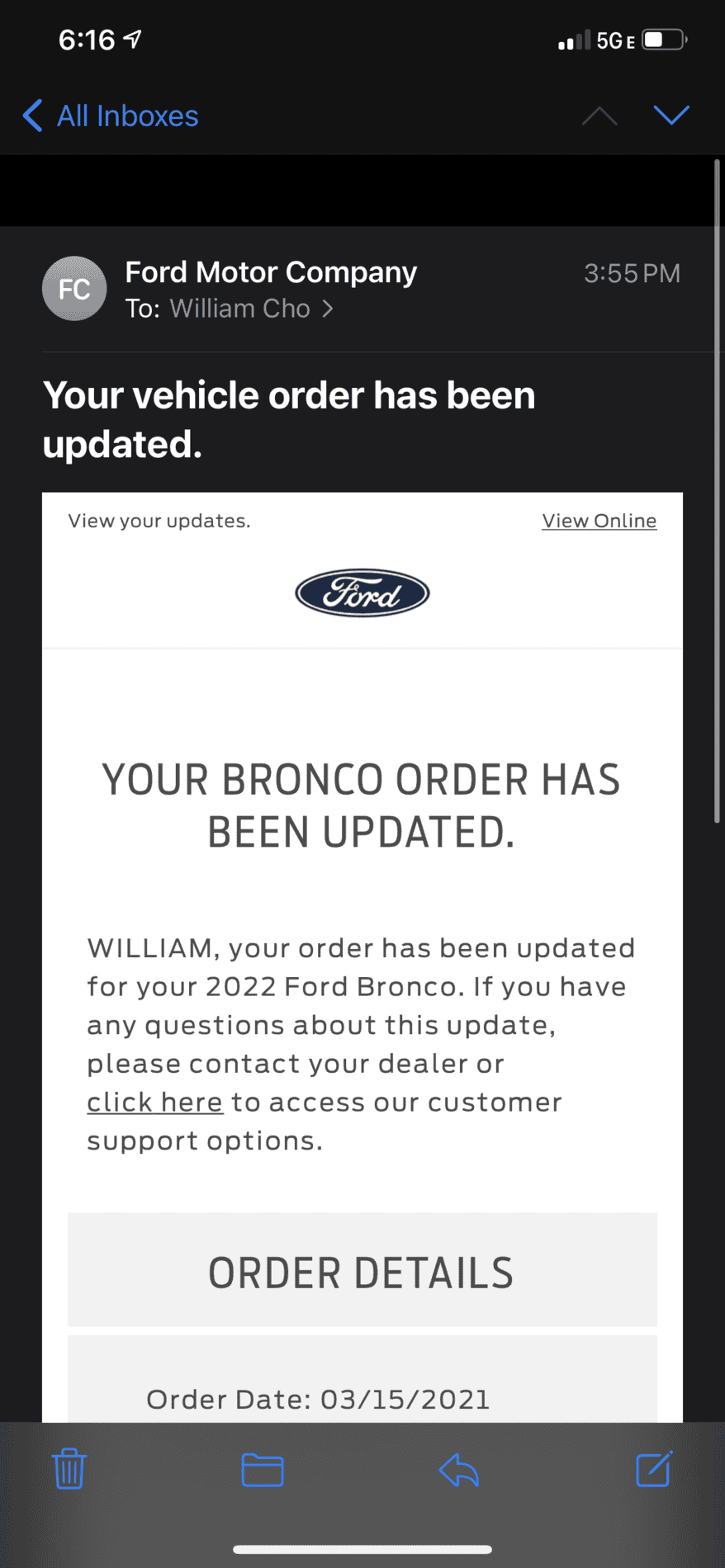 Ford Bronco Successful Dealer Reservation Change? 6531A329-2EDF-418B-BFBE-8A315F15F53F