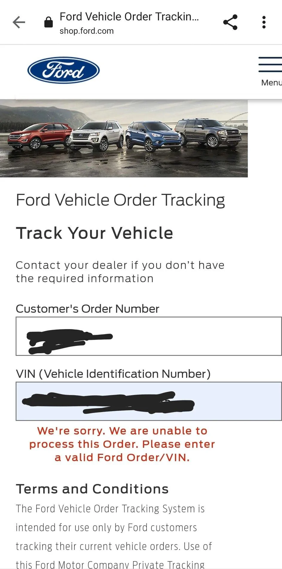 Ford Bronco Please Help! Invalid Vin/Order number ford 3