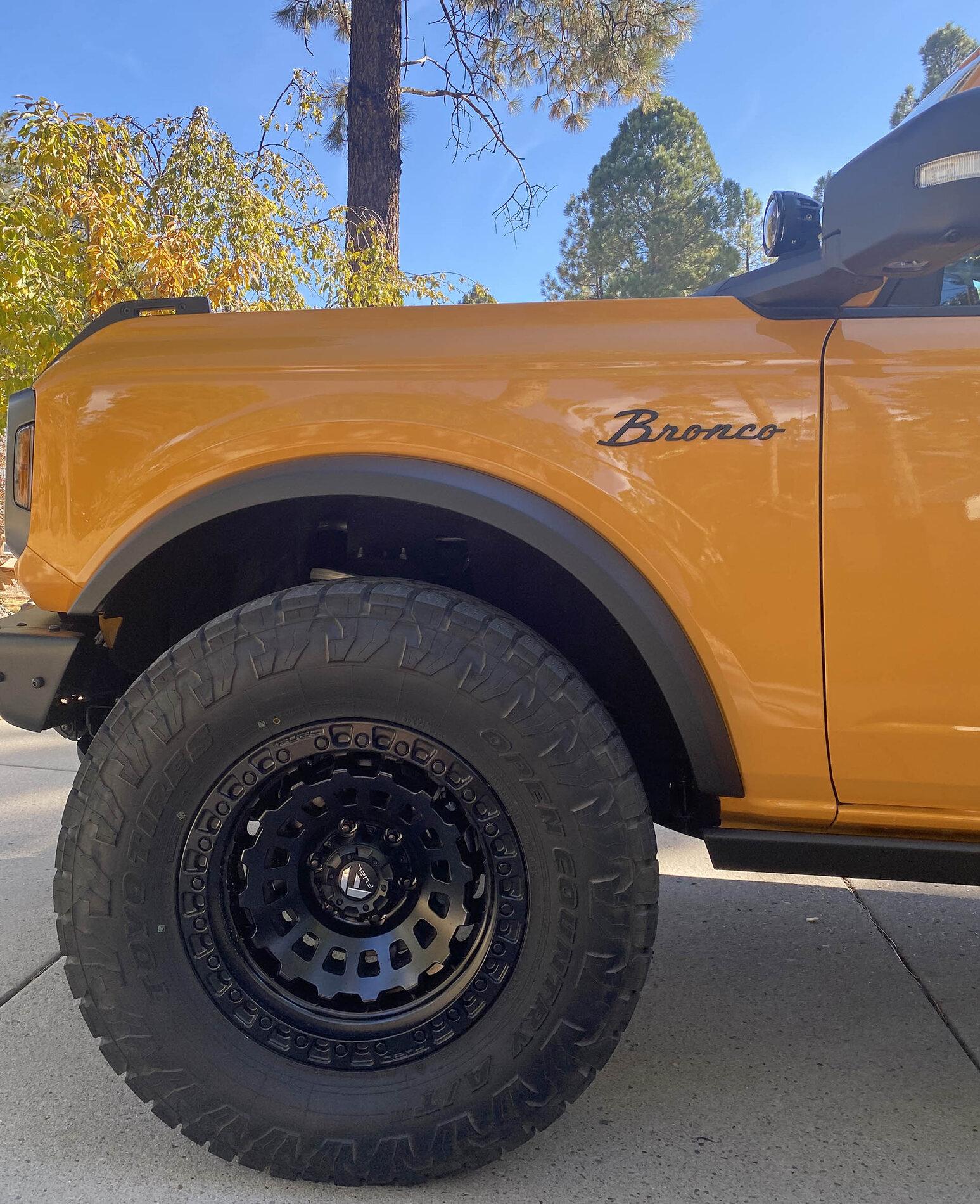 Ford Bronco Non-Sasquatch Badlands Cyber Orange featuring Rigid, Baja Designs, Bronco Depot, Fuel and Toyo IMG_6857