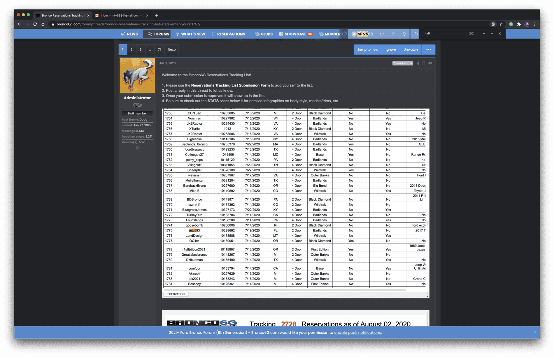 Ford Bronco Bronco Reservations Tracking List & Stats [Enter Yours!] Screen Shot 2020-08-02 at 3.28.05 PM
