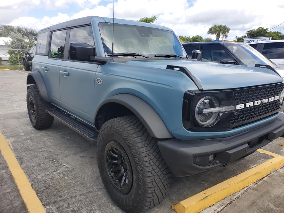 Ford Bronco Xpel Stealth Wrapped Area 51 Wildtrak Bronco w/ Black Rhino Wheels, Magnaflow Exhaust, Smoked Tinted Tail Lights XPEL Stealth Area 51 Bronco Wildtrak Black Rhino Wheels Magnaflow Exhaust 4
