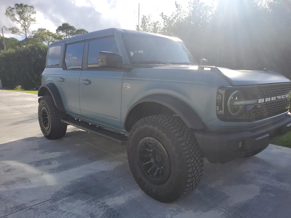 Ford Bronco Xpel Stealth Wrapped Area 51 Wildtrak Bronco w/ Black Rhino Wheels, Magnaflow Exhaust, Smoked Tinted Tail Lights XPEL Stealth Area 51 Bronco Wildtrak Black Rhino Wheels Magnaflow Exhaust 1