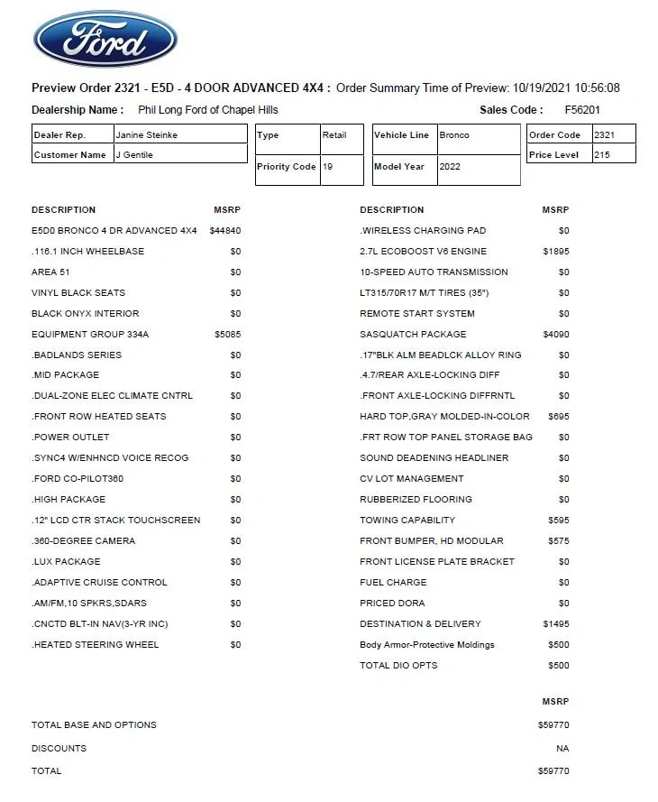 Ford Bronco Difference Between Priority 10 & 19? Screenshot 2021-10-22 130806