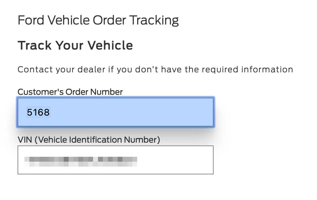 Ford Bronco Updated Customer Order Number in VIN Checker vin