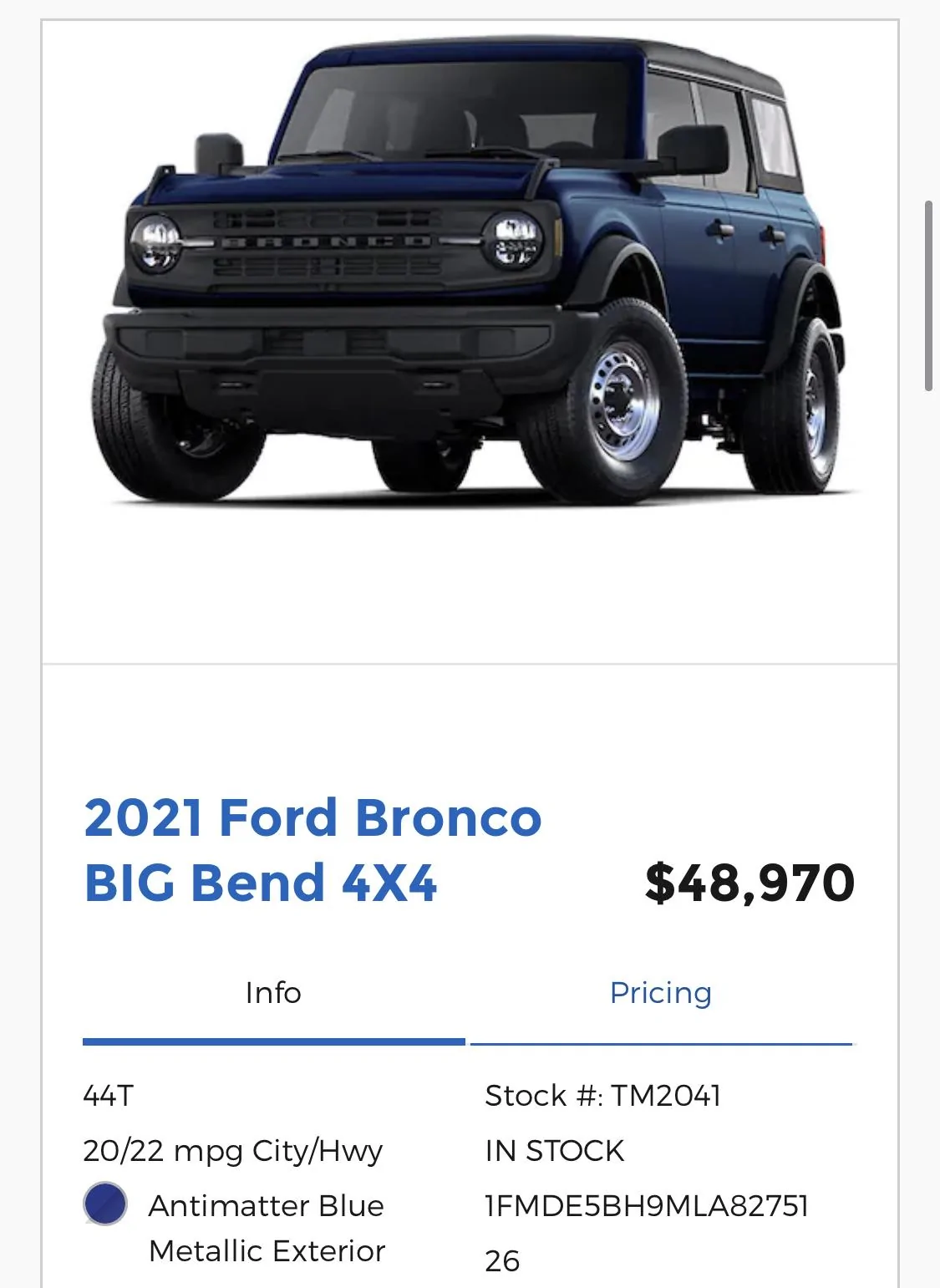 Ford Bronco Come and get your $90k Big Bend! 5B623403-88E3-4FEF-953D-7DF6E8035C9A