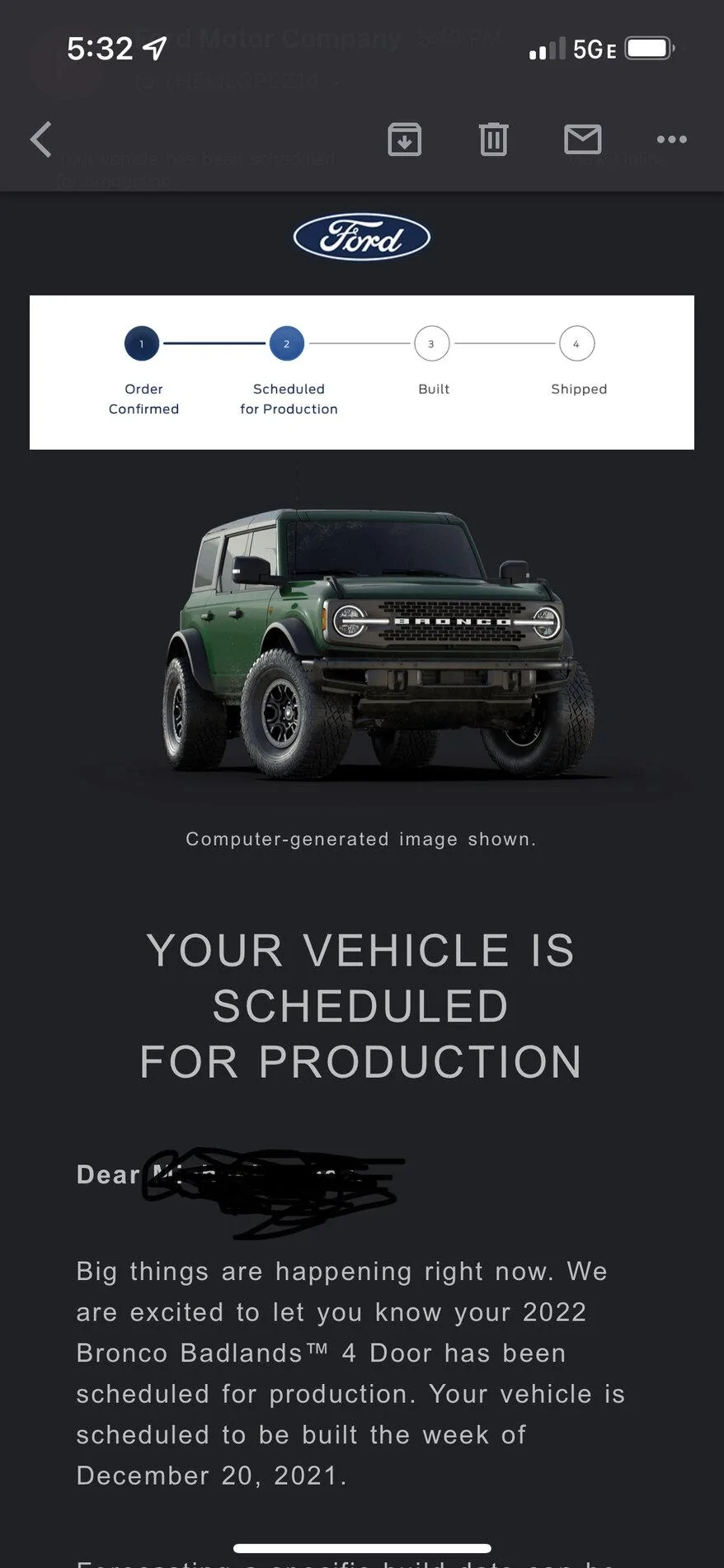 Ford Bronco My 2022 Eruption Green Scheduled for December production EAC7A1B2-34B0-4F28-BAF6-44EC4417A895