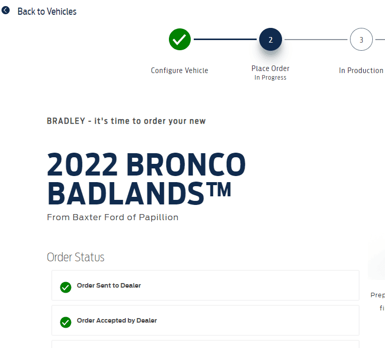 Ford Bronco 2022 order scheduled today (10/28) group 1635460554753