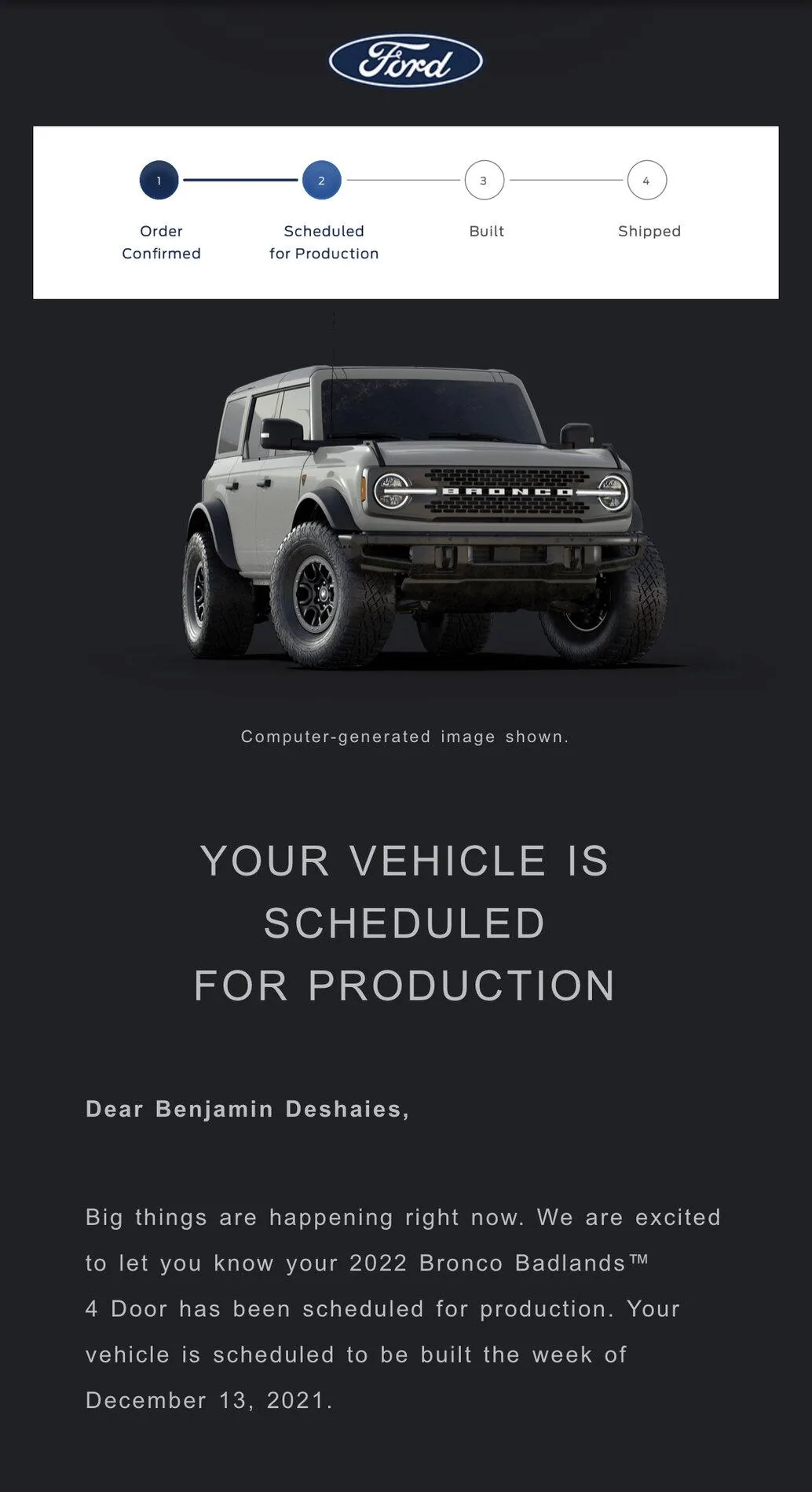 Ford Bronco 2022 order scheduled today (10/28) group B9648138-AFE9-495E-B1E7-5E9A2FCB1609
