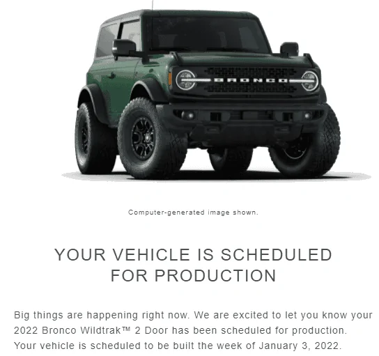 Ford Bronco 2022 order scheduled today (10/28) group 1635502364035