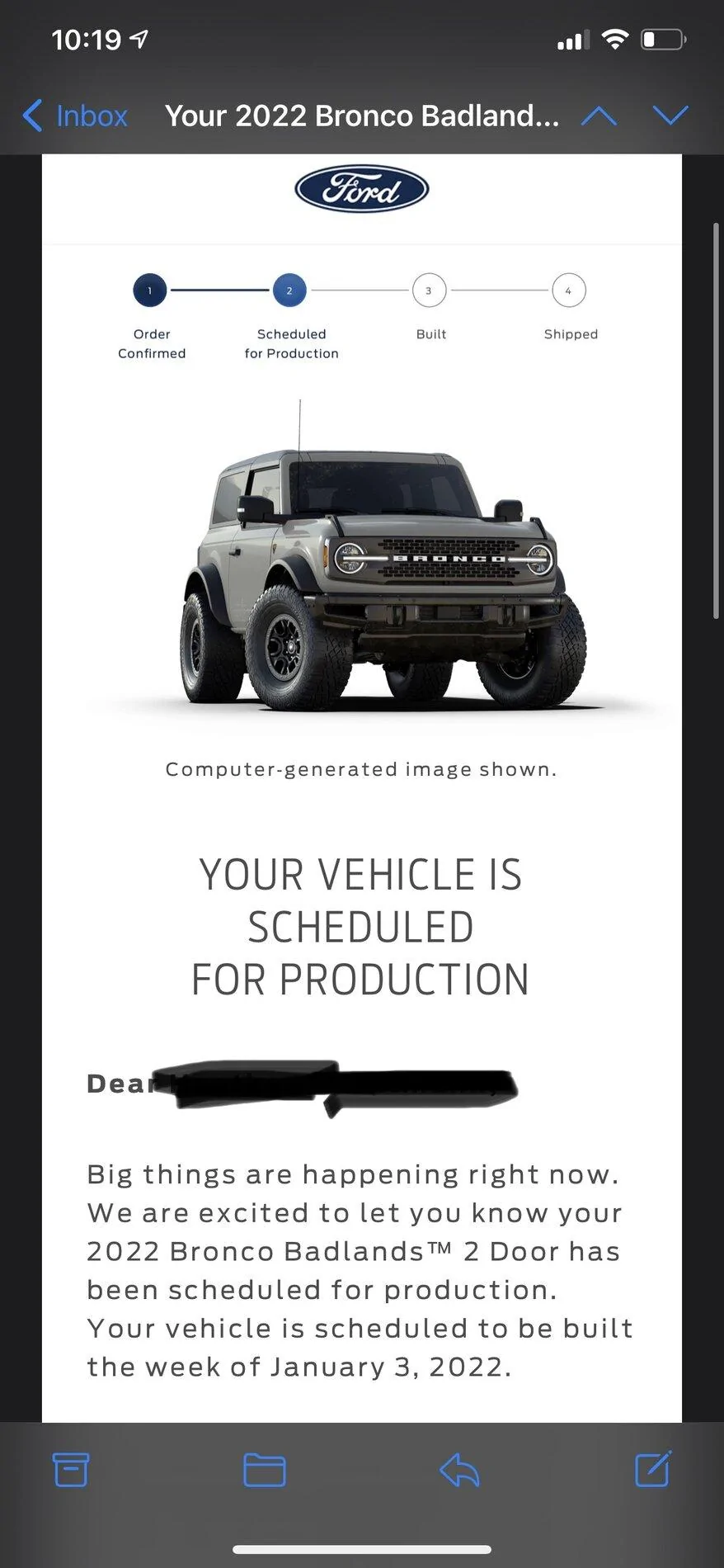 Ford Bronco 2022 order scheduled today (10/28) group IMG_4886