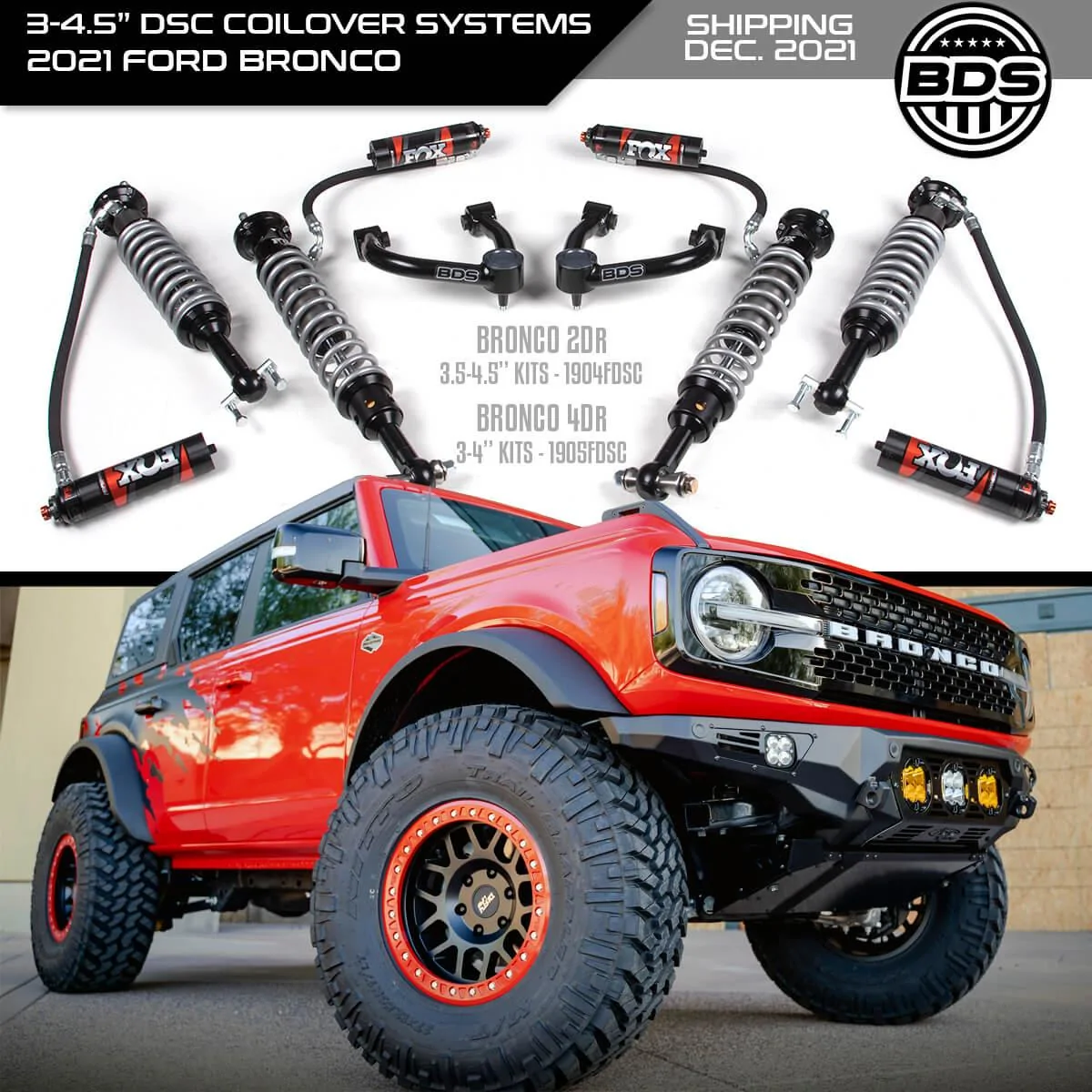 Ford Bronco BDS 3"-4.5" DSC Coilover Systems (Shipping Dec. 2021) for 2021+ Bronco 1904FDSC-4