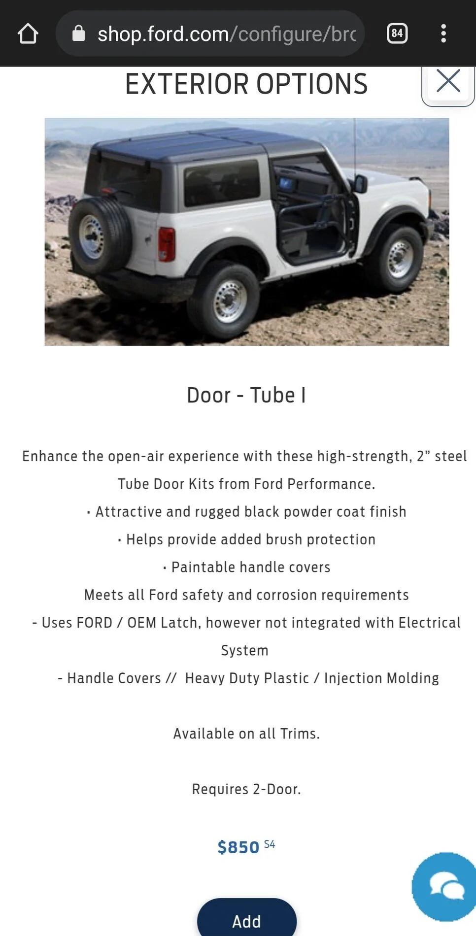 Ford Bronco Tubular Doors Screenshot_20211029-220513_Chrom
