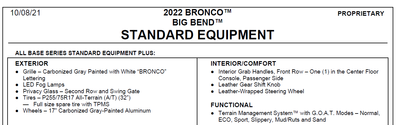 Ford Bronco Cant order BB w/o SAS? 1635685212331
