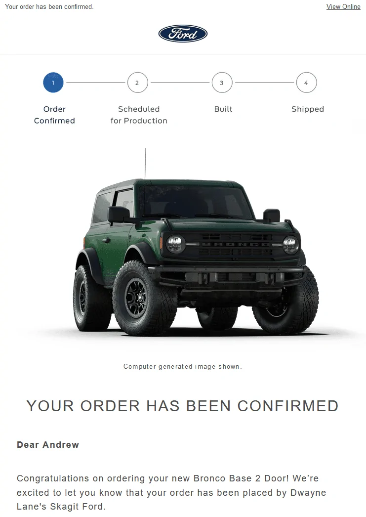 Ford Bronco Do we receive a new email when re-ordering a 2022 model? 1635900580786