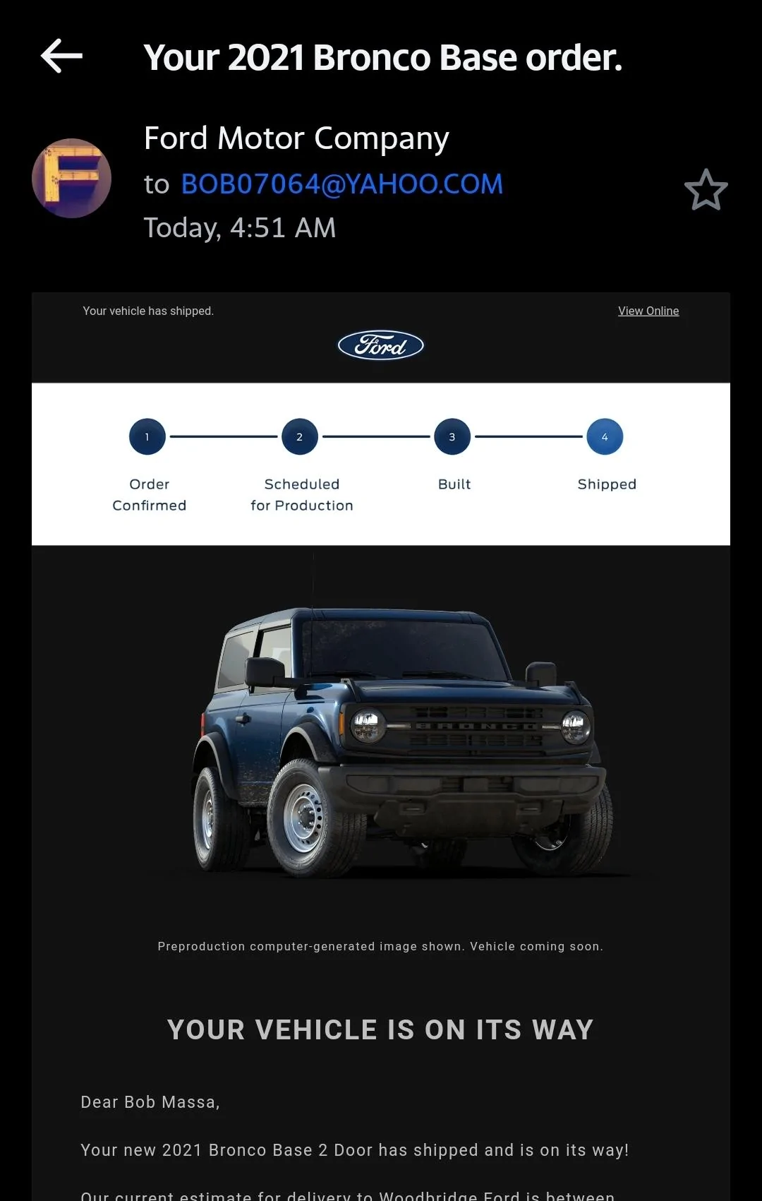 Ford Bronco 🛠 10/25/21 Build Week Group Screenshot_20211104-050017_Yahoo Mail