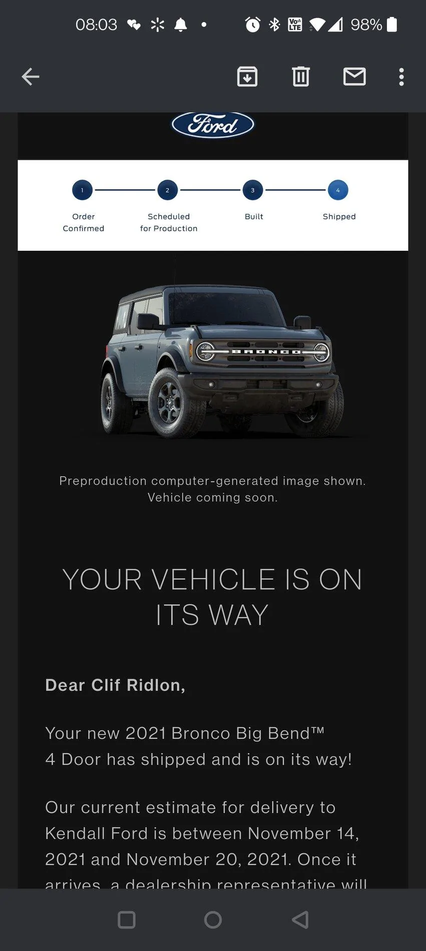 Ford Bronco 🛠 10/25/21 Build Week Group Screenshot_20211104-080301