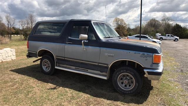 Ford Bronco 80s retro badge. blue-ford-bronco-suv-cars-in-oklahoma